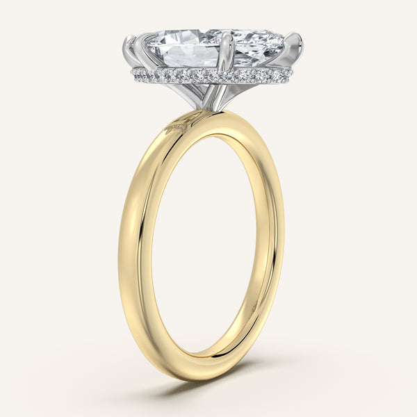 Marquise Eternity Hidden Halo Engagement Ring | 14k Two Tone