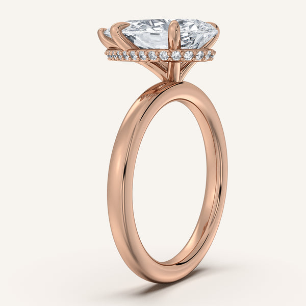 Pear Shape Eternity Hidden Halo Engagement Ring | 18k Rose Gold