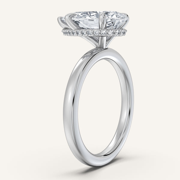 Pear Shape Eternity Hidden Halo Engagement Ring | 18k White Gold