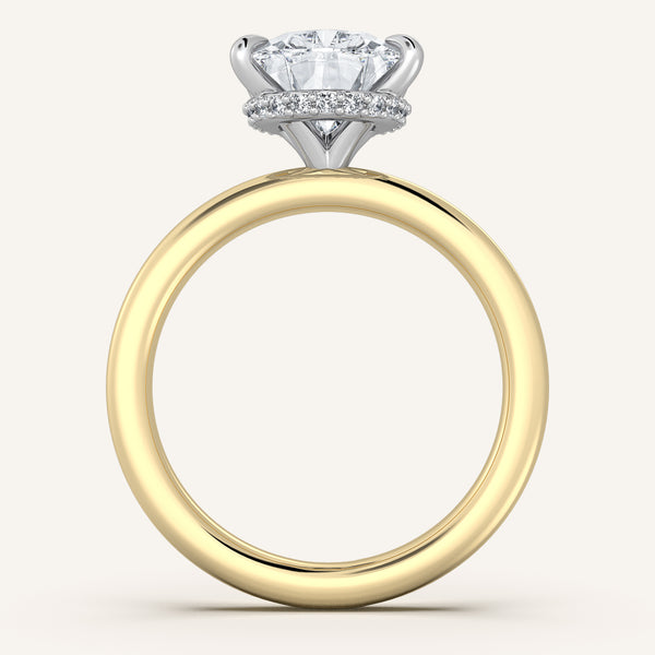Pear Shape Eternity Hidden Halo Engagement Ring | 18k Two Tone