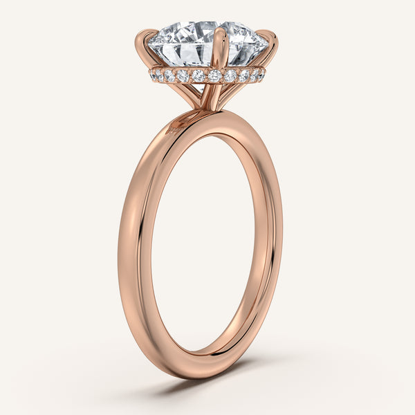 Round Eternity Hidden Halo Engagement Ring | 14k Rose Gold