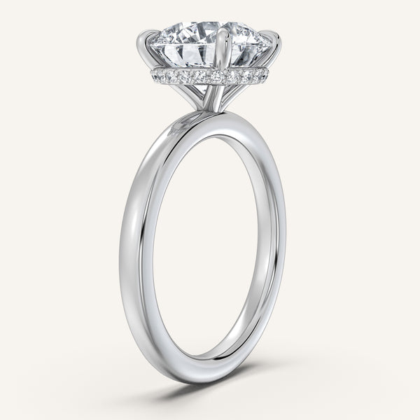 Round Eternity Hidden Halo Engagement Ring | 14k White Gold