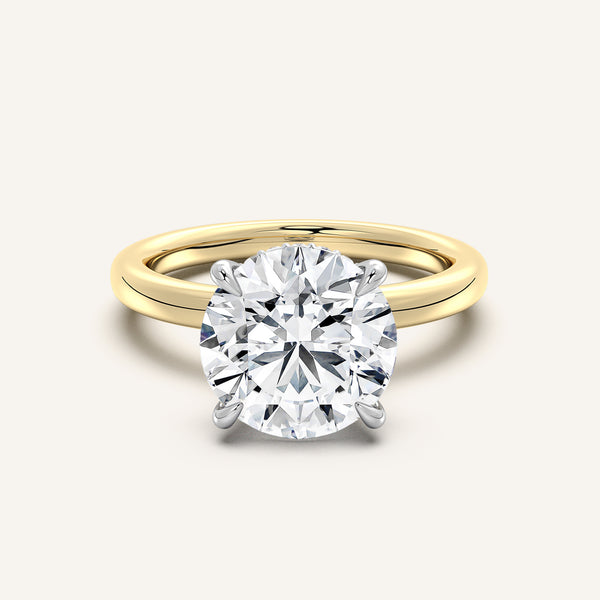 Round Eternity Hidden Halo Engagement Ring | 18k Two Tone