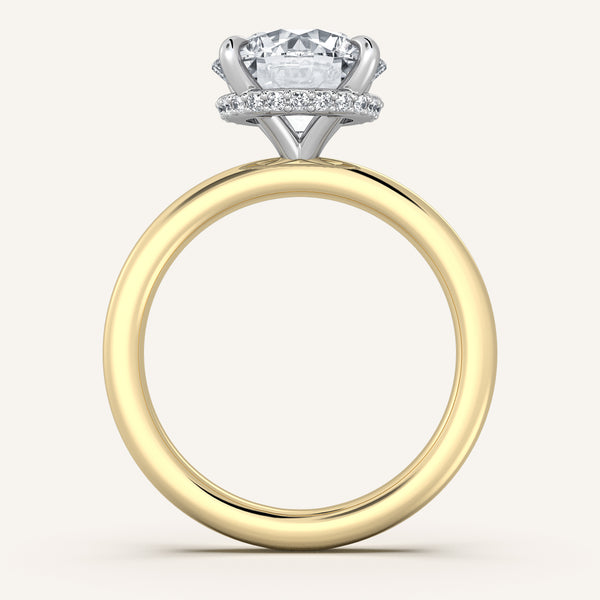 Round Eternity Hidden Halo Engagement Ring | 18k Two Tone