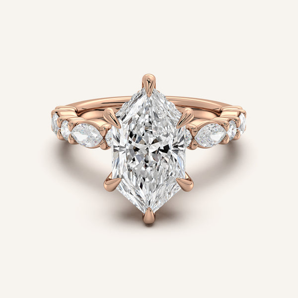Dutch Marquise Bubble Band Hidden Halo Engagement Ring | 18k Rose Gold