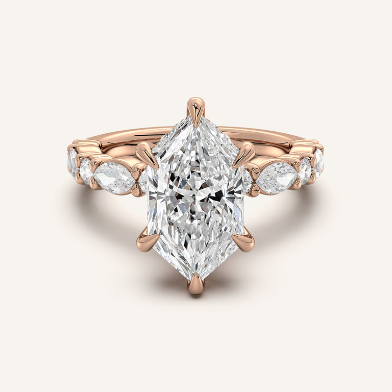 Image for Dutch Marquise Bubble Band Hidden Halo Engagement Ring | 18k Rose Gold