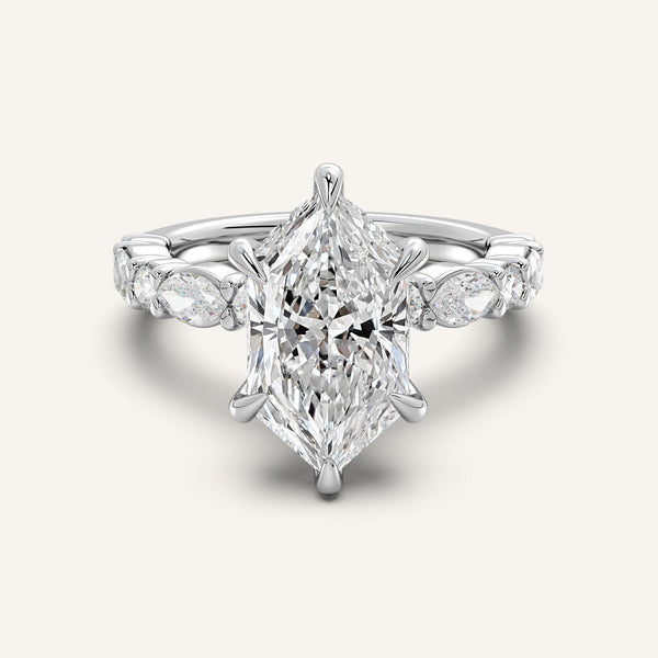 Dutch Marquise Bubble Band Hidden Halo Engagement Ring | Platinum