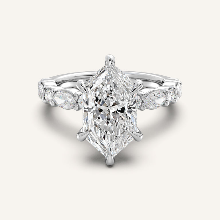 Image for Dutch Marquise Bubble Band Hidden Halo Engagement Ring | Platinum