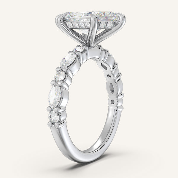 Dutch Marquise Bubble Band Hidden Halo Engagement Ring | Platinum