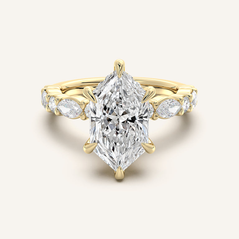Image for Dutch Marquise Bubble Band Hidden Halo Engagement Ring | 18k Yellow Gold