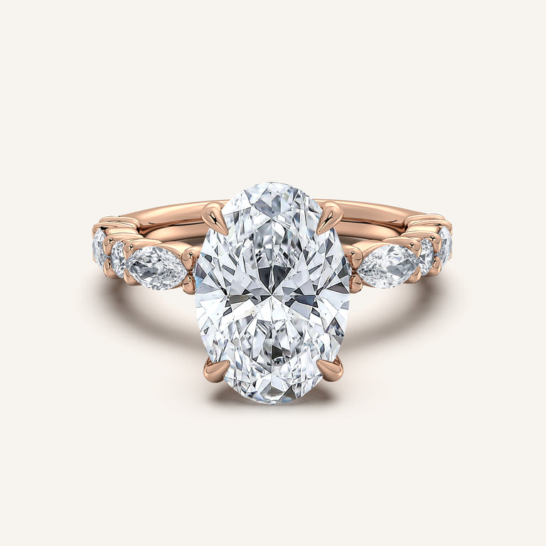 Image for Oval Bubble Band Hidden Halo Engagement Ring | 14k Rose Gold