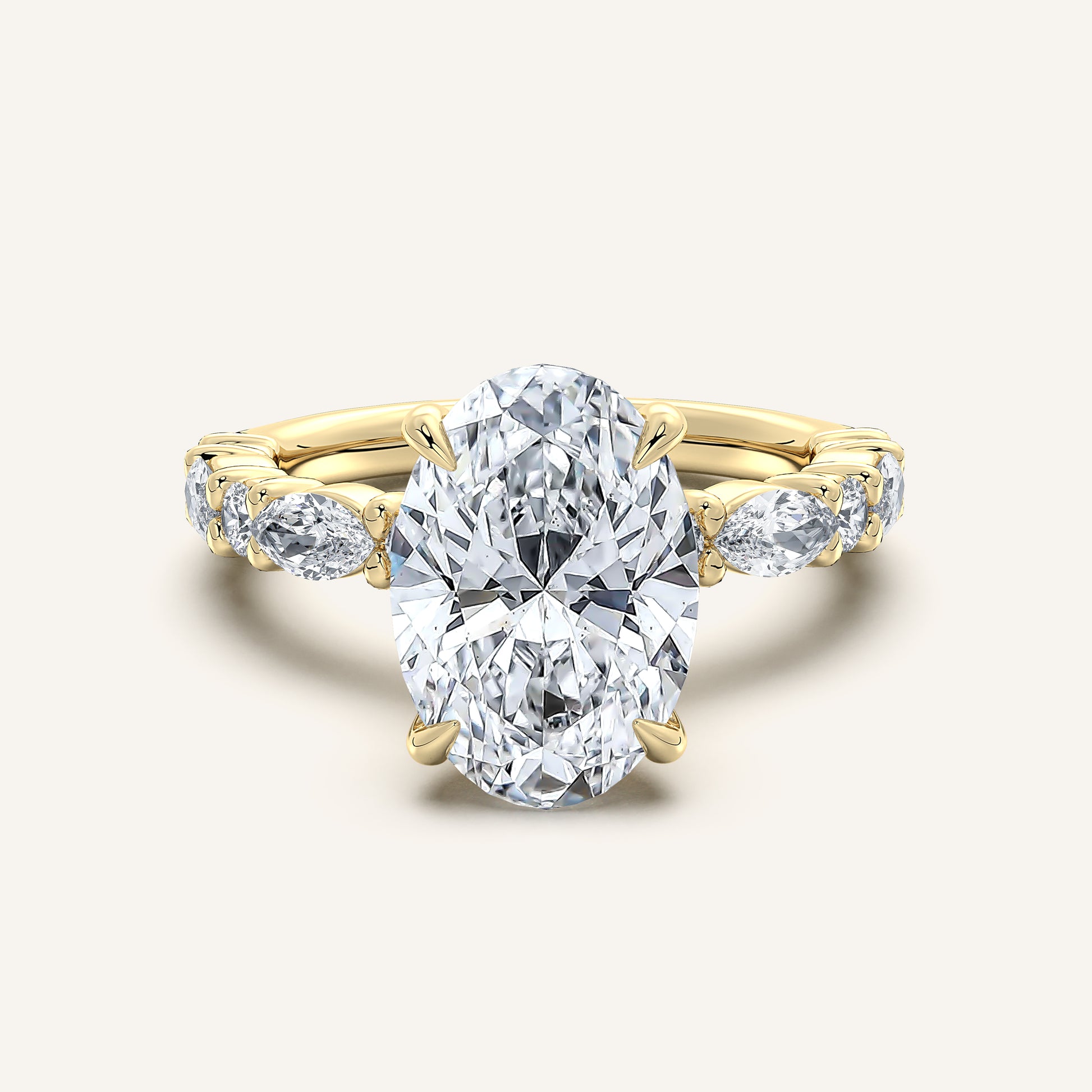 Image for Oval Bubble Band Hidden Halo Engagement Ring | 18k Yellow Gold