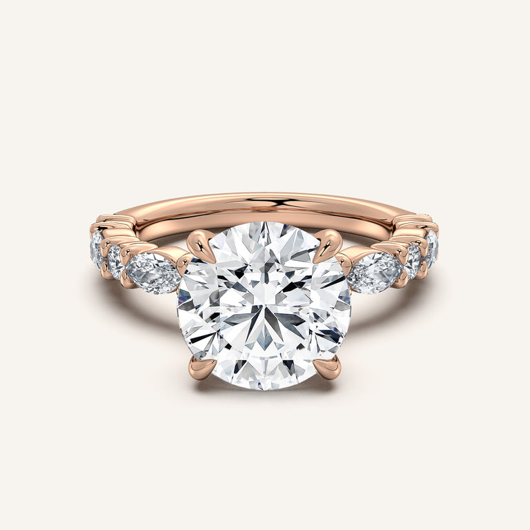 Image for Round Bubble Band Hidden Halo Engagement Ring | 14k Rose Gold