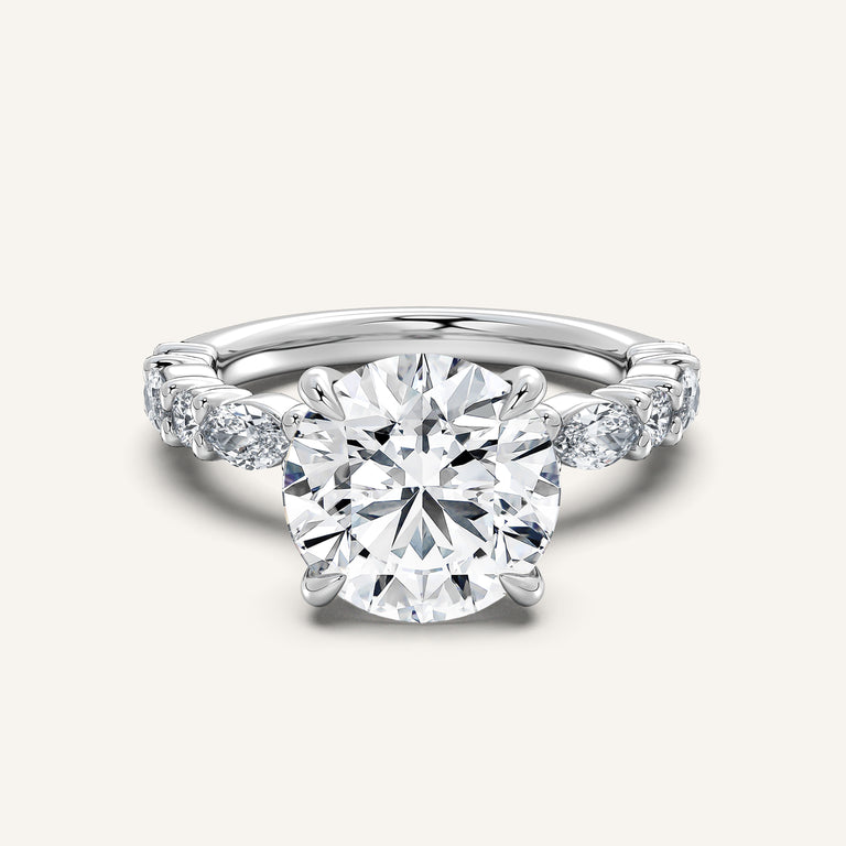 Image for Round Bubble Band Hidden Halo Engagement Ring | 14k White Gold
