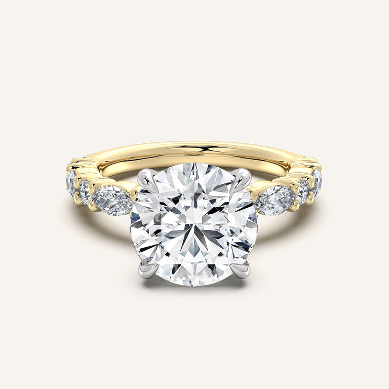 Image for Round Bubble Band Hidden Halo Engagement Ring | 14k Two Tone