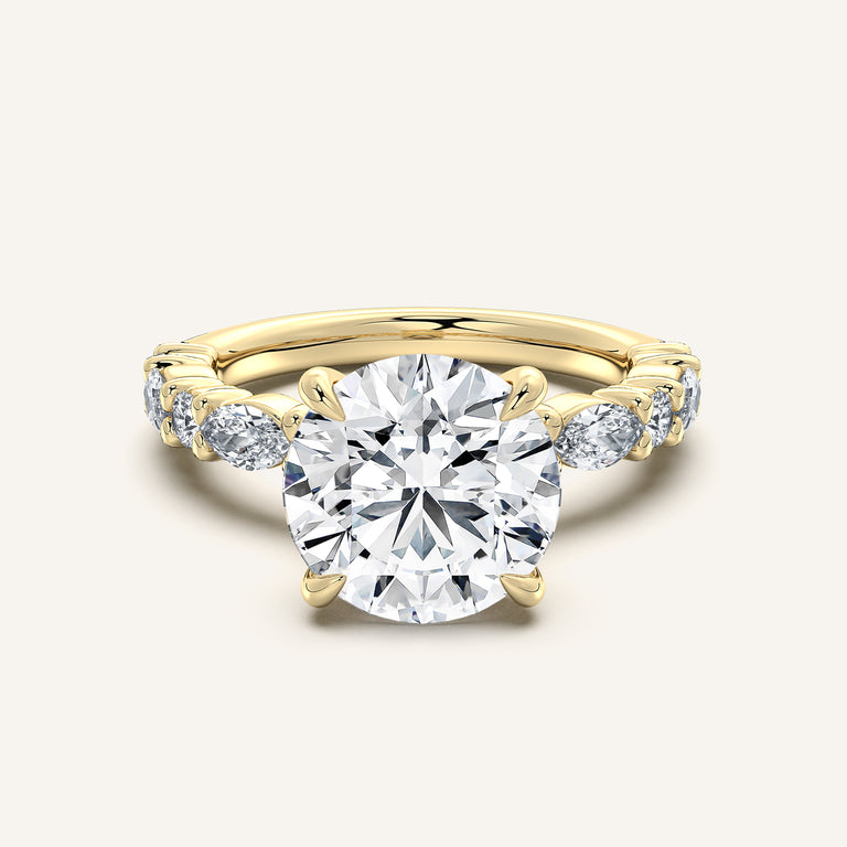 Image for Round Bubble Band Hidden Halo Engagement Ring | 14k Yellow Gold
