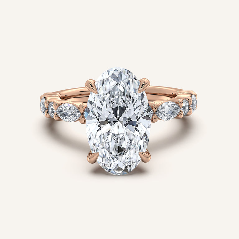 Image for Moval Bubble Band Hidden Halo Engagement Ring | 14k Rose Gold