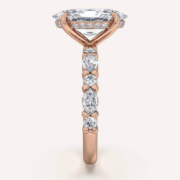 Moval Bubble Band Hidden Halo Engagement Ring | 14k Rose Gold