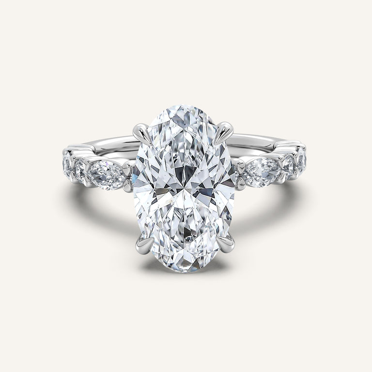 Image for Moval Bubble Band Hidden Halo Engagement Ring | 14k White Gold
