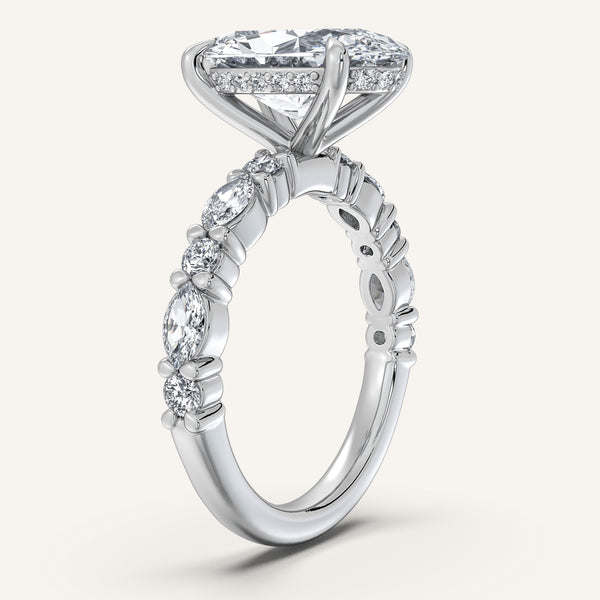 Moval Bubble Band Hidden Halo Engagement Ring | 14k White Gold