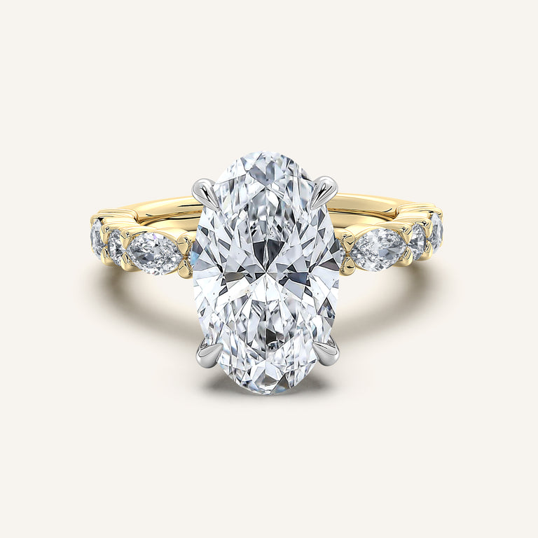 Image for Moval Bubble Band Hidden Halo Engagement Ring | 18k Two Tone