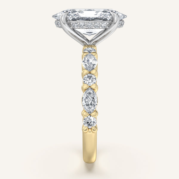 Moval Bubble Band Hidden Halo Engagement Ring | 18k Two Tone