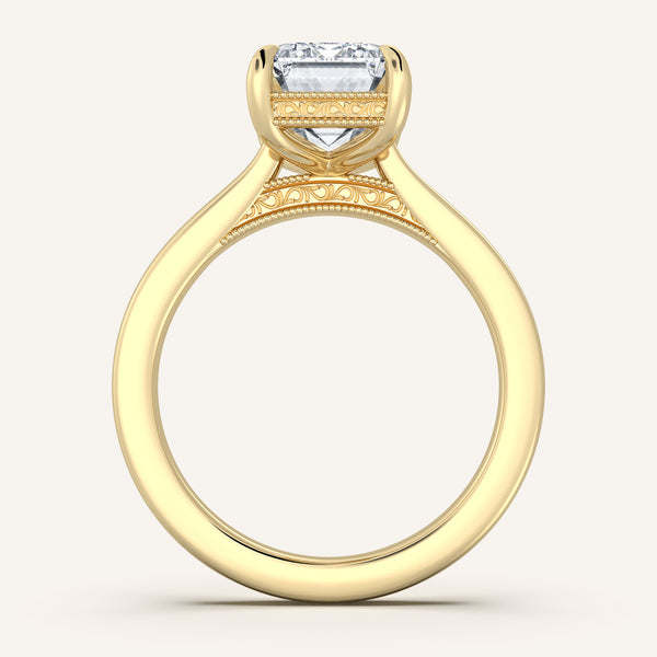 Heirloom Cathedral Engagement Ring | 14k Yellow Gold