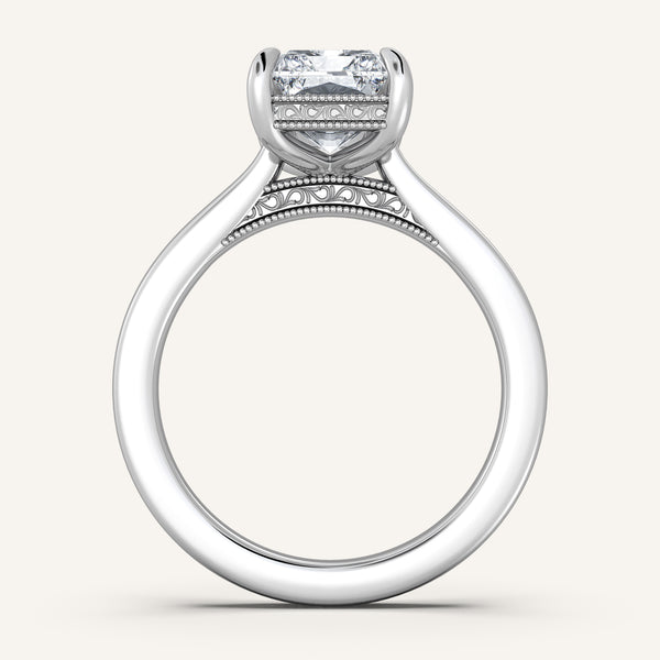 Radiant Cut Heirloom Cathedral Engagement Ring | Platinum