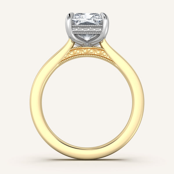 Heirloom Cathedral Engagement Ring | 14k Two Tone