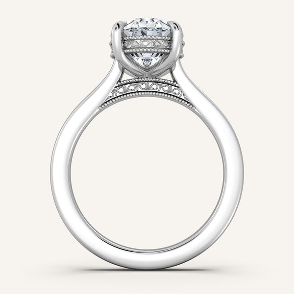 Oval Heirloom Cathedral Engagement Ring | Platinum