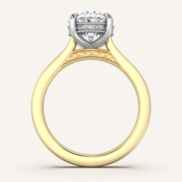 Heirloom Cathedral Engagement Ring | 18k Two Tone