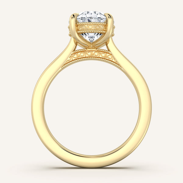 Heirloom Cathedral Engagement Ring | 18k Yellow Gold