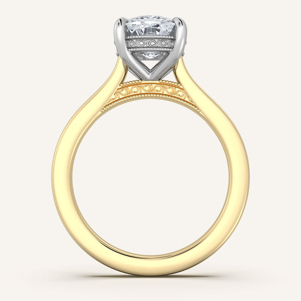 Heirloom Cathedral Engagement Ring | 14k Two Tone