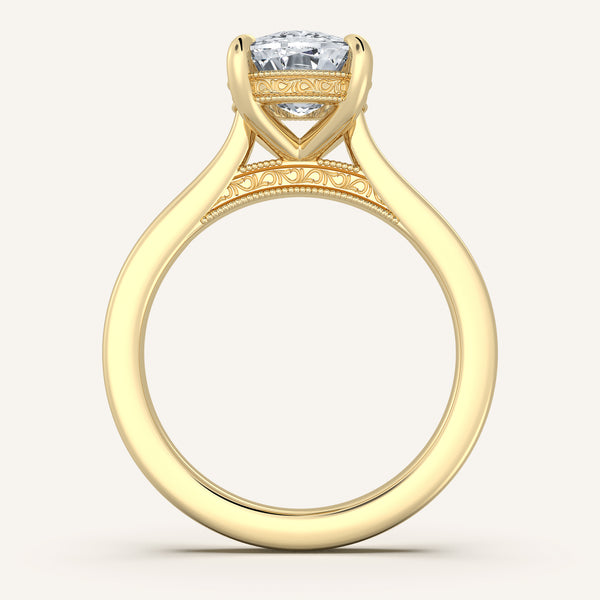 Heirloom Cathedral Engagement Ring | 14k Yellow Gold
