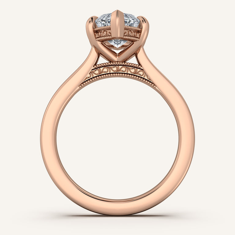 Image for Marquise Heirloom Cathedral Engagement Ring | 18k Rose Gold