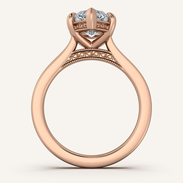 Marquise Heirloom Cathedral Engagement Ring | 14k Rose Gold