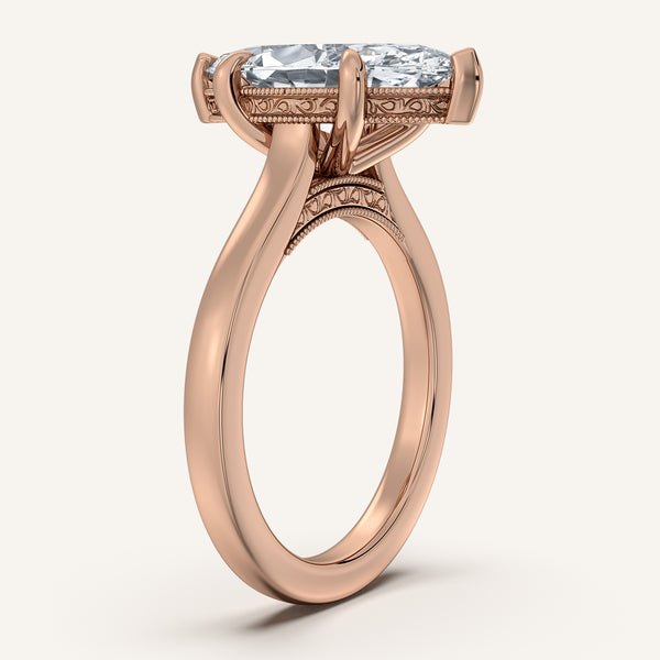 Marquise Heirloom Cathedral Engagement Ring | 14k Rose Gold