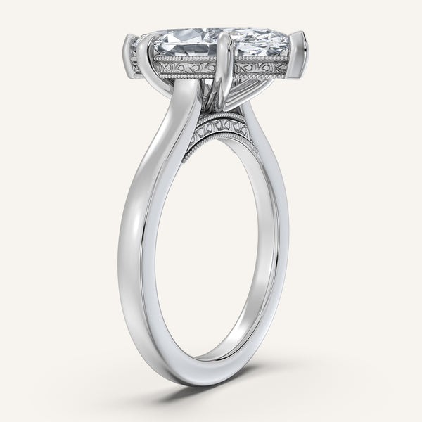 Marquise Heirloom Cathedral Engagement Ring | 14k White Gold