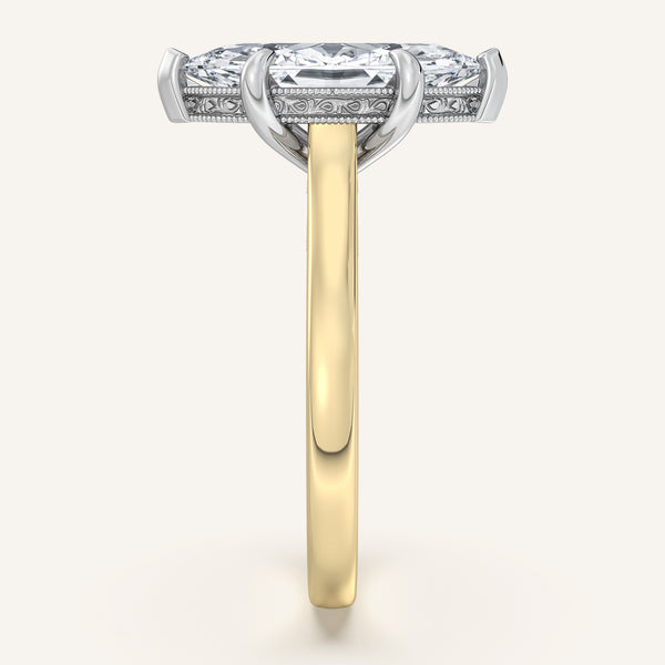 Marquise Heirloom Cathedral Engagement Ring | 14k Two Tone