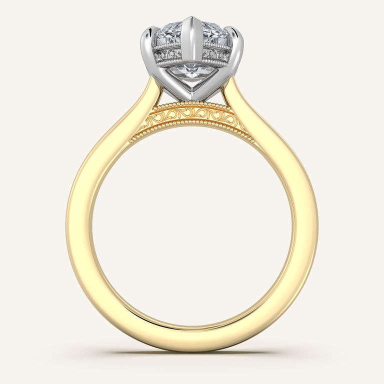 Image for Marquise Heirloom Cathedral Engagement Ring | 18k Two Tone