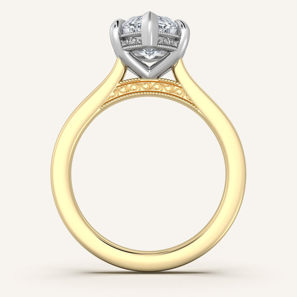 Heirloom Cathedral Engagement Ring | 14k Two Tone