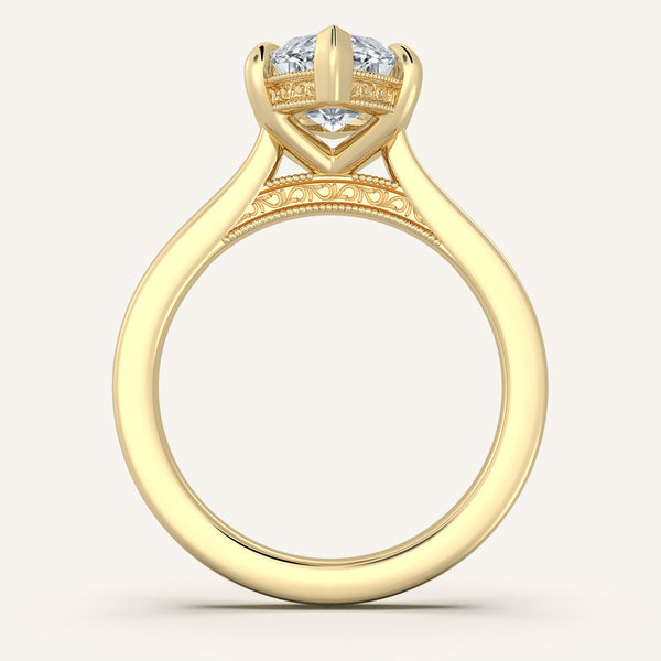 Heirloom Cathedral Engagement Ring | 18k Yellow Gold