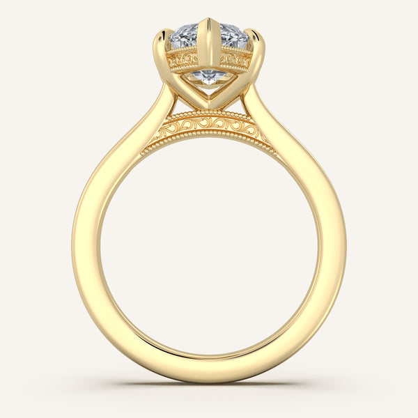 Marquise Heirloom Cathedral Engagement Ring | 18k Yellow Gold