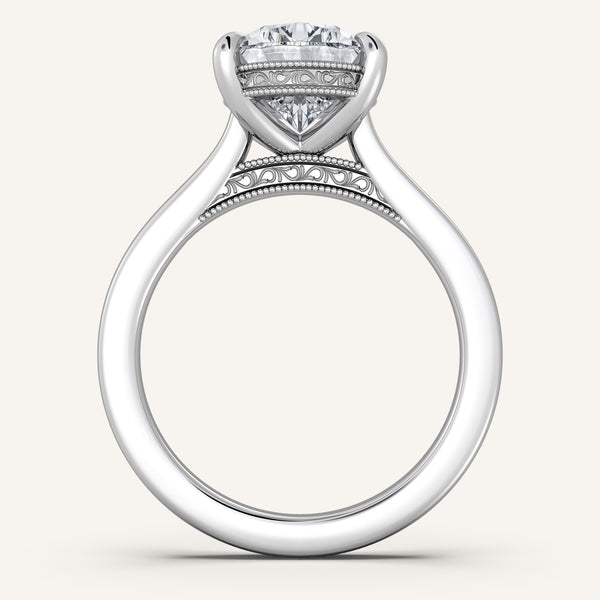 Pear Shape Heirloom Cathedral Engagement Ring | 18k White Gold