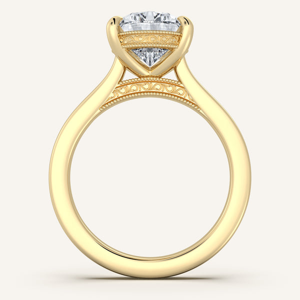 Pear Shape Heirloom Cathedral Engagement Ring | 18k Yellow Gold