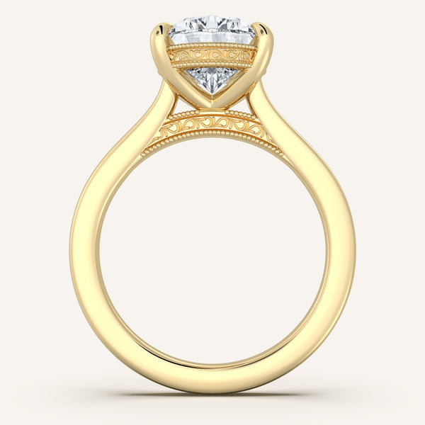 Heirloom Cathedral Engagement Ring | 18k Yellow Gold
