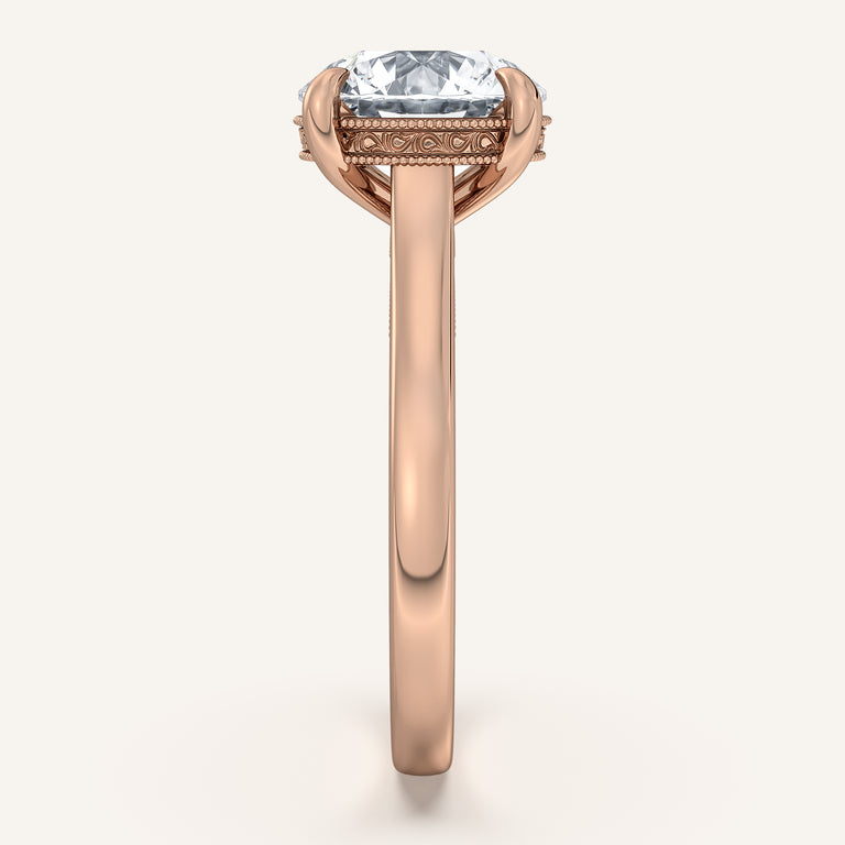 Image for Round Heirloom Cathedral Engagement Ring | 18k Rose Gold