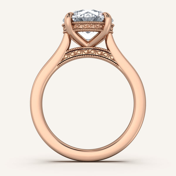 Heirloom Cathedral Engagement Ring | 14k Rose Gold