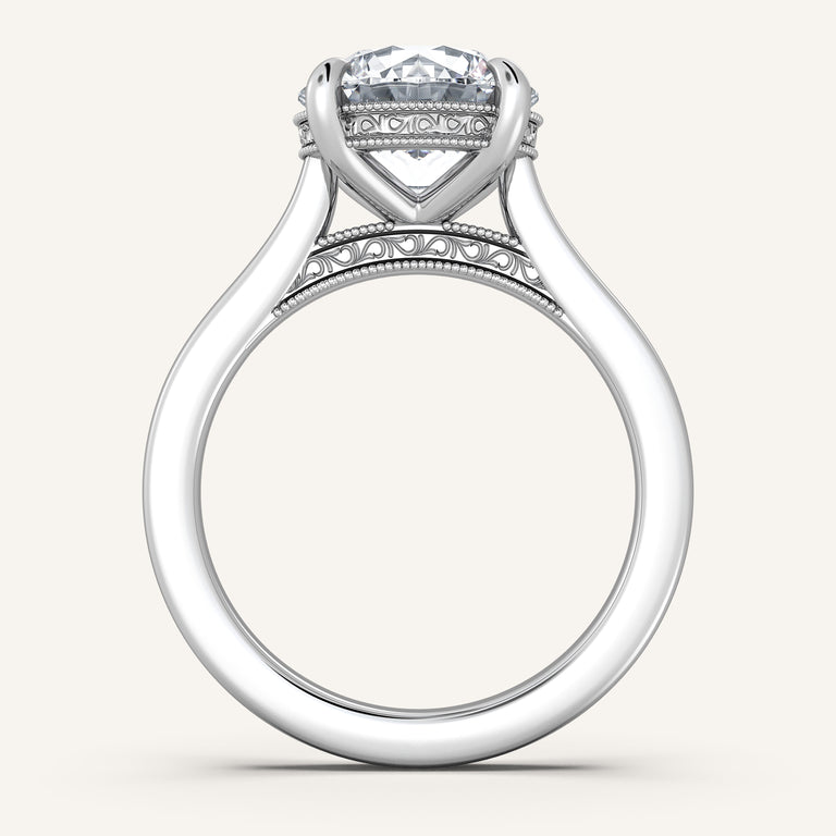 Image for Round Heirloom Cathedral Engagement Ring | 18k White Gold