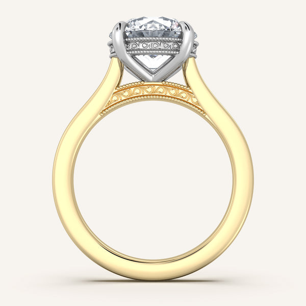 Heirloom Cathedral Engagement Ring | 14k Two Tone